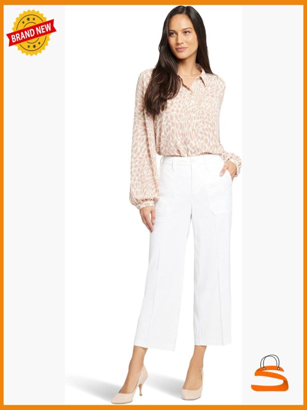 Wide Leg Cropped Cargo Pants Linen Stretch Utility Mid Rise Relaxed Fit